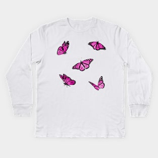 Pink Butterflies Sticker Pack Kids Long Sleeve T-Shirt